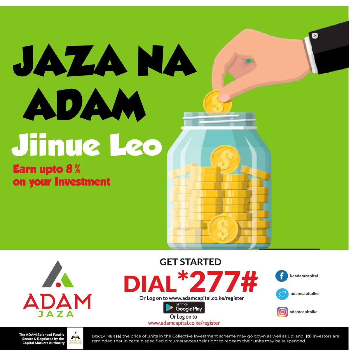 adamcapitalke's tweet photo. Investing made easy. 
Dialing *277# to register and start investing today. https://t.co/2gzUjbPbpx
