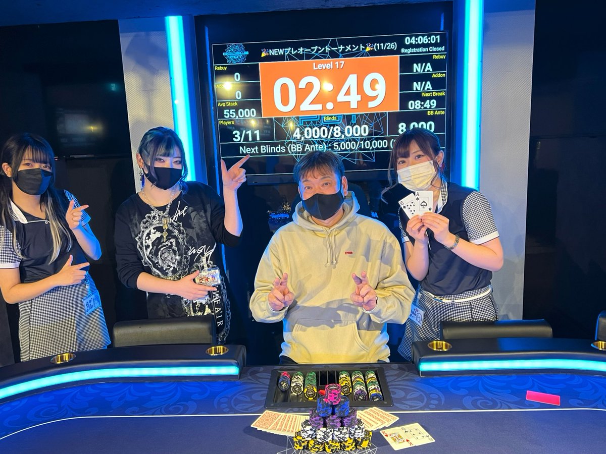 doublepot_k's tweet image. 本日のプレオープントーナメント

🥇優勝　すー 様
🥈準優勝　匿名 様
🥉3位　匿名 様

本日のトーナメントを制したのは「すー様」です‼️
ご優勝おめでとうございます😻❣️

皆様プライズ獲得おめでとうございます🎊

#ポーカー
#錦糸町
#DoublePot