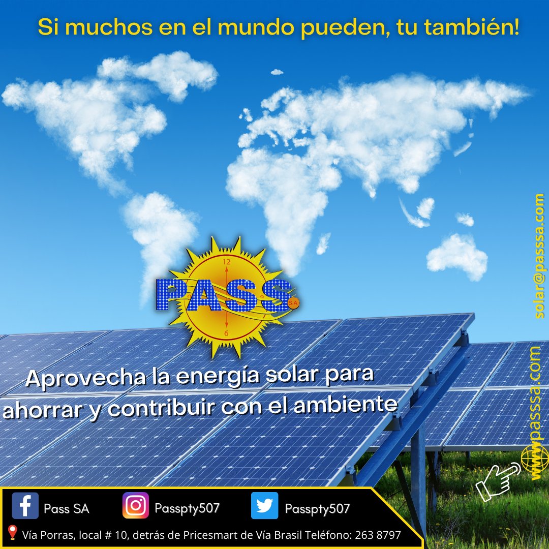 passpty507's tweet photo. En PASS, SA contamos con variedad de soluciones en #energíasolar que se ajustarán a tus necesidades.
Visítanos en el edificio The Solar o contáctanos a través de nuestros canales para que conozcas nuestros proyectos.
PASS S.A, todo en energía solar💡
https://t.co/z7163E99ii https://t.co/YRcdLYrqjU