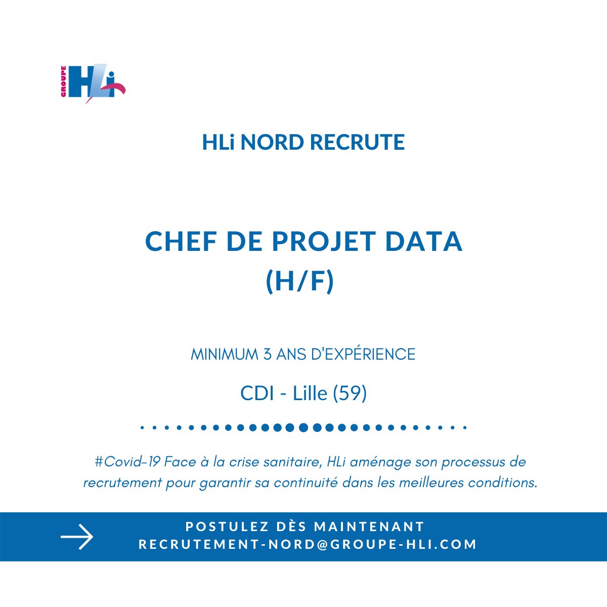 GroupeHLi's tweet photo. https://t.co/cr2cfAkGKJ - [📢 OFFRE D'EMPLOI - Lille (59)]
👉 Le #GroupeHLi recrute  un #chefdeprojet Data, en CDI pour un client grand compte. 
📧 Envoyez votre candidature à recrutement-nord@groupe-hli.com

#ETL #Oracle #SQL #data #scrum #agile #recrutement #cdi #jobs https://t.co/ayYoYnDtRK
