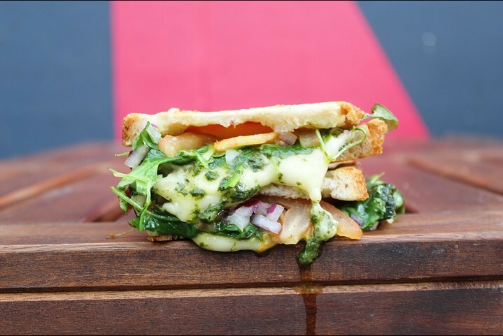 A Vegan grilled cheese ain't getting no better than this one!! 😍😜

Vegan mozzarella, our very own homemade basil pesto, juicy tomato, red onion and peppery rocket all on toasted sourdough!! instagr.am/p/CWvJ0BwMGf2/