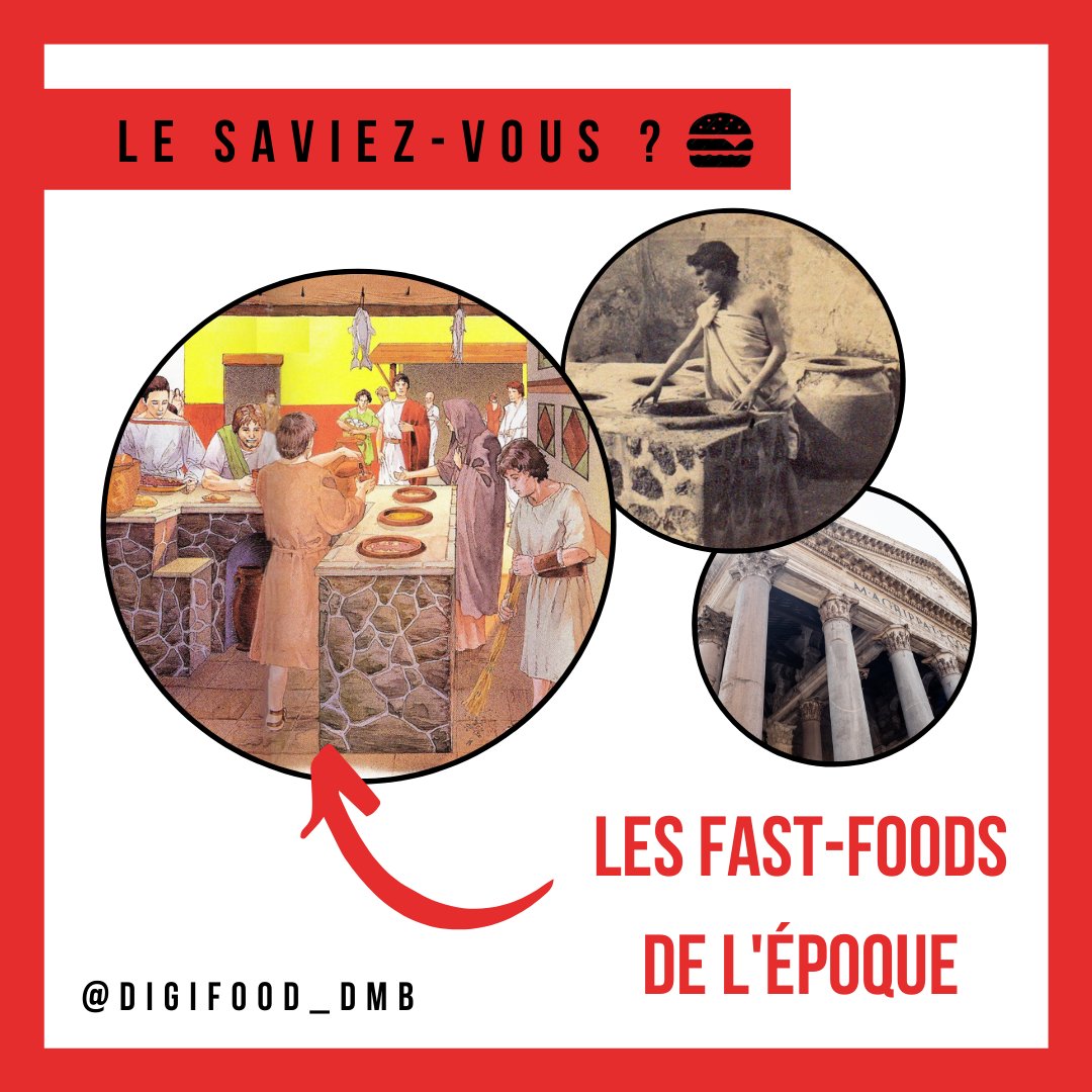 [Le saviez-vous] 

Les premiers #fastfoods remontent à l’Antiquité 🍔
👉 Des boissons et repas chauds (de mauvaise qualité) étaient servis dans les Thermopolia.

#digifood #masterclass #BeHungry #TransfoNum #MBADMB #info #funfact