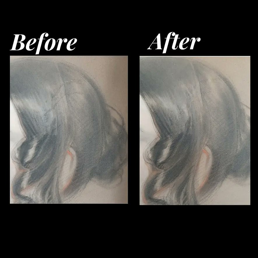 paperworksliz's tweet photo. It was a privilege to work on this stunning chalk pastel by Frederick William Burton (1816-1900) from @ClareCoMuseum.
Two stains in the body area and tears in the hair area were reduced. 
#PaperworksStudio #paperconservation #frederickwilliamburton 
@clarecountycouncil 
@ICRI__ https://t.co/SL0Sibe2CX