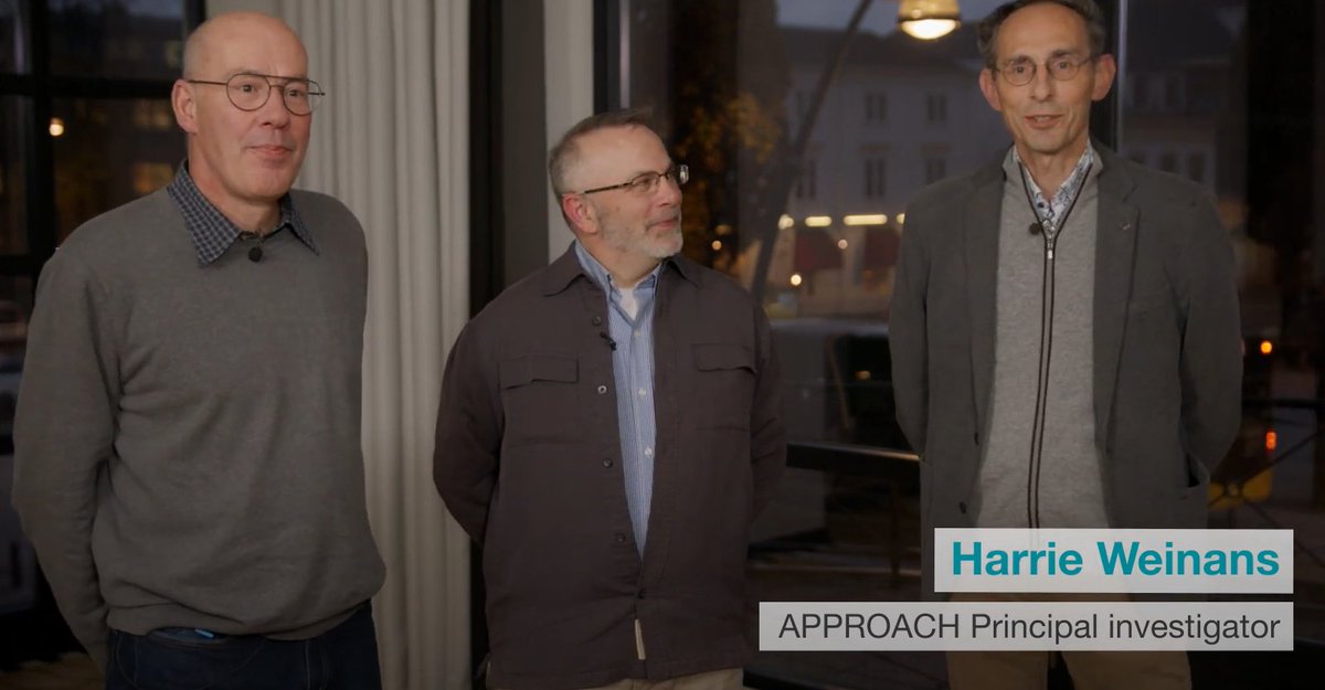 APPROACH_EU's tweet photo. @APPROACH_EU principal investigator Harrie Weinans (@UMCUtrecht), project coordinator Jon Larkin (@GSK), and Chris Ladel (BioBone B.V.) – co-leader of bioinformatics, speak about the history of @APPROACH_EU: https://t.co/9At5SCvjHu
@ReumaNederland @VersusArthritis @OARSI @IMI_JU https://t.co/1doaeU4k6Z
