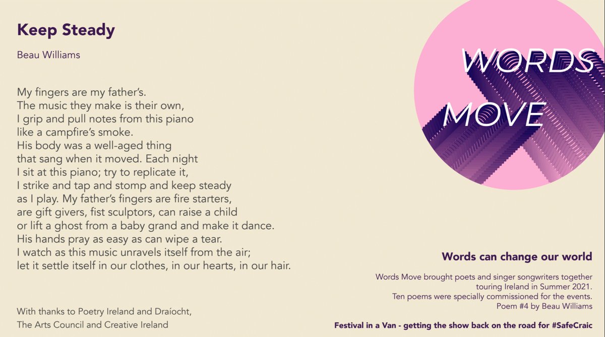 The wonderful @Bwilliamspoet wrote Keep Steady for the #FestivalInaVan 2021 #WordsMove tour 😀 in Mulhuddart. #safecraic #poetry 🙏🏻 @artscouncil_ie @creativeirl and @poetryireland @Draiocht_Blanch and @mulhuddartcc for their support.