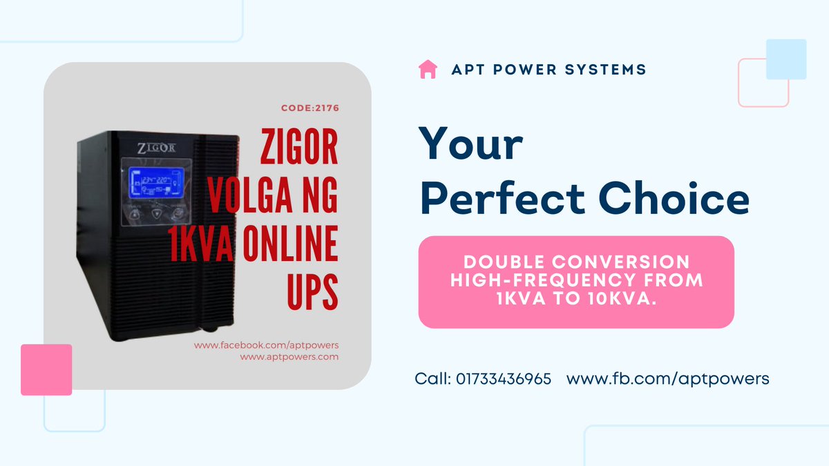 aptpowers's tweet image. Zigor Online UPS
For details with technical specifications, please call us: 01733-436965
Click on the link below:
cutt.ly/9TBjImh
aptpowers.com

#aptpowers #zigorups #bangladesh #bangladeshi #bangladeshtigers #dhaka #MayAllah #industryBangladesh #cricket