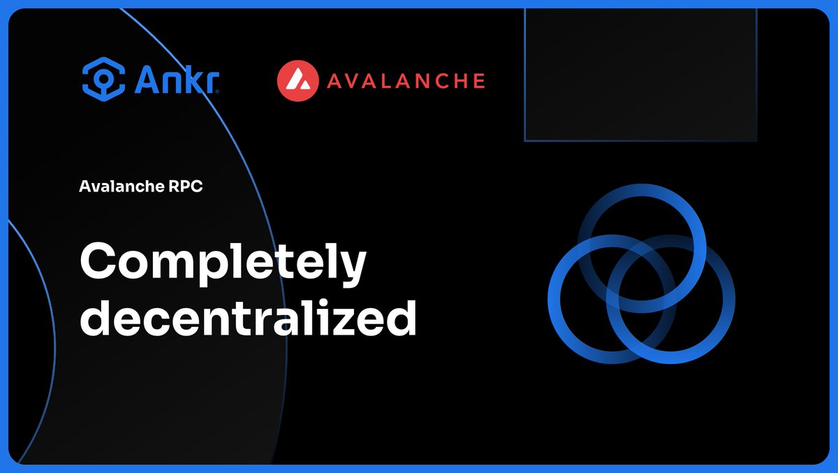 ankr's tweet image. This is a public, geo-distributed, and completely decentralized @avalancheavax  RPC comprising many independent blockchain nodes running worldwide. 

rpc.ankr.com/avalanche