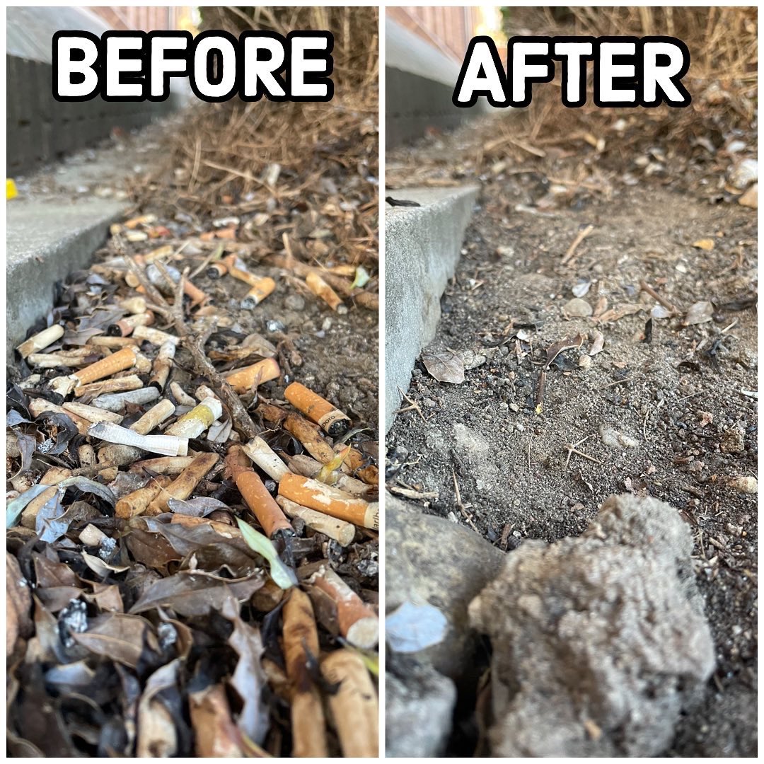 UKrubbishwalks's tweet photo. Just because I’ve reached the 1 million #cigarettebutt milestone for my #1millionbutts campaign doesn’t mean I’m stopping. Busy working on the next million. I’ll only stop when the #littering stops. 🗑🚯🚬💚🌍 #cigarettebutts #blitzthebutt #beforeandafter https://t.co/QqQpTJveyy