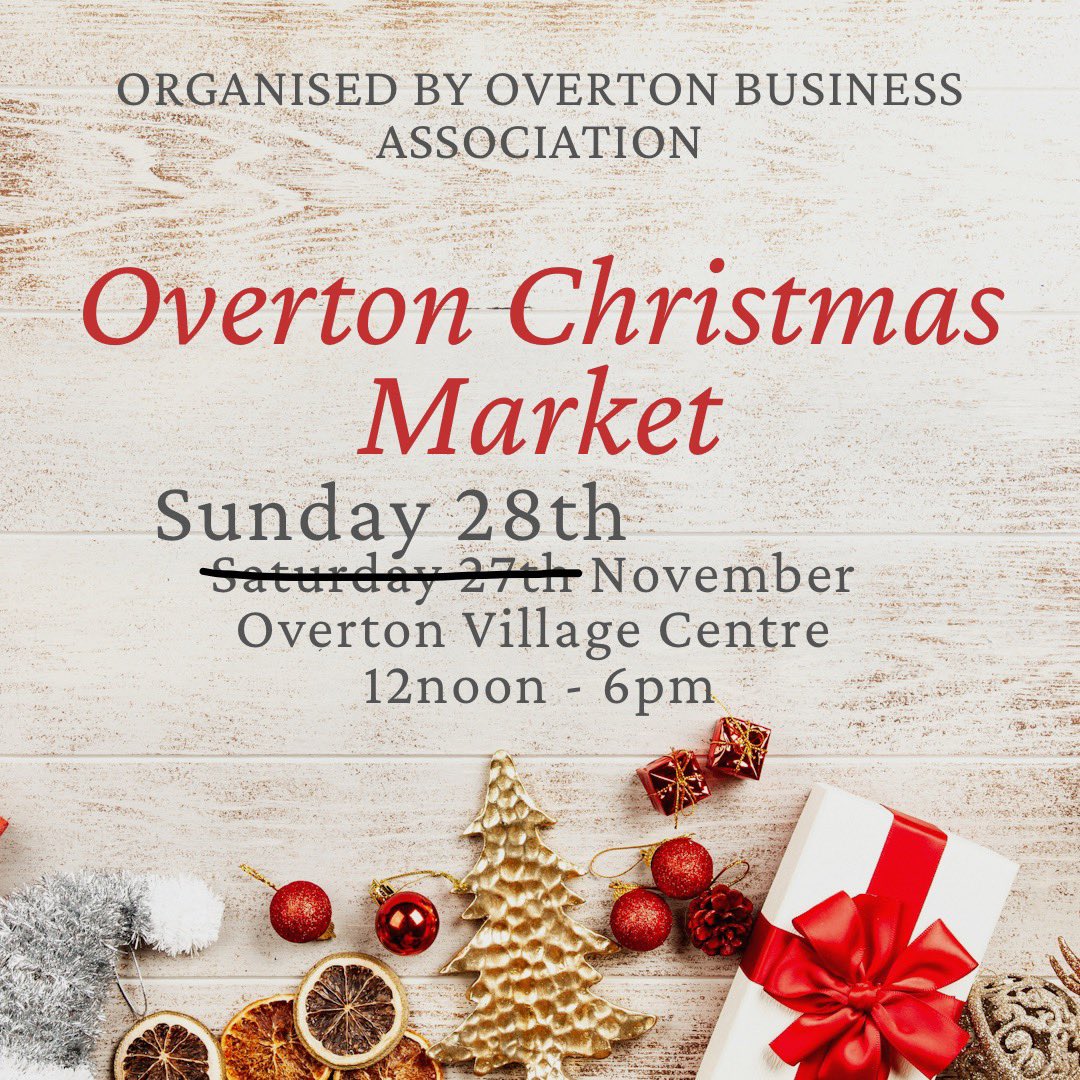Due to #StormArwen we’ve had to reschedule the Overton Christmas Market to Sunday 28th November. <a href="/BasGazette/">Basingstoke Gazette</a> @RyanBasGazette @BasingstokeNews Please share!