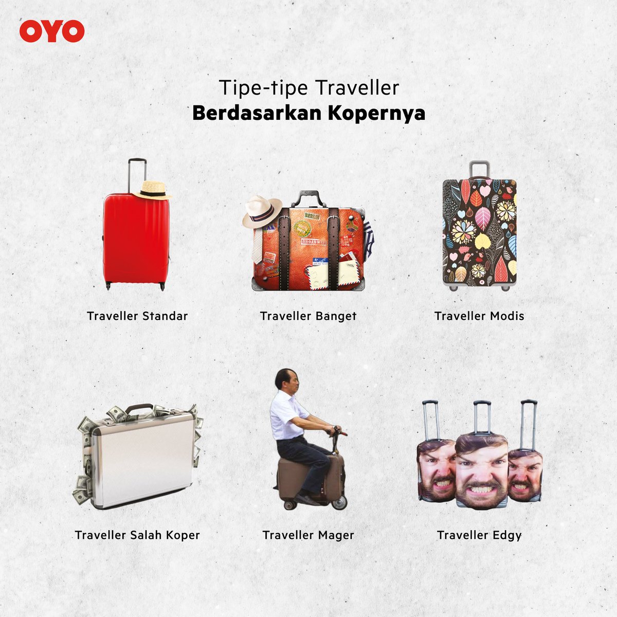 oyoindonesia's tweet photo. Mau ngumpulin orang-orang yang suka nempel stiker di kopernya😌⁣⁣
⁣⁣
Kalau kamu termasuk tipe traveller yang mana nih? Comment dibawah yuk!⁣⁣
⁣⁣⁣
#OYOSafecation #OYOIndonesia https://t.co/nC8SGKxGCr