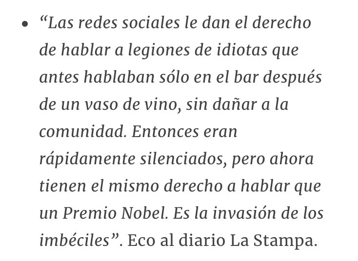 osiris_ramirez3's tweet image. Este será mi tuit fijado. Una sentencia de Umberto Eco. #Reflexión