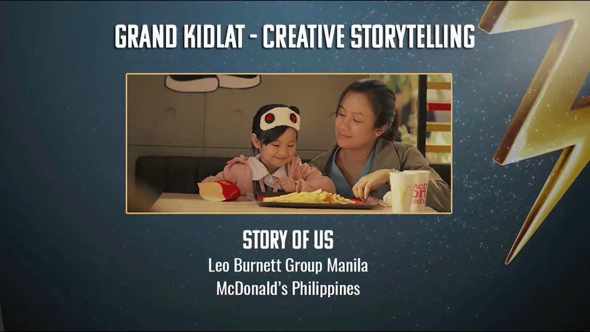adobomagazine's tweet photo. Leo Burnett Group Manila wins another Grand Kidlat for Creative Storytelling with Story for Us for @McDo_PH.
#CreativeFest
#CreativityUnlocked https://t.co/BcQABBTksb
