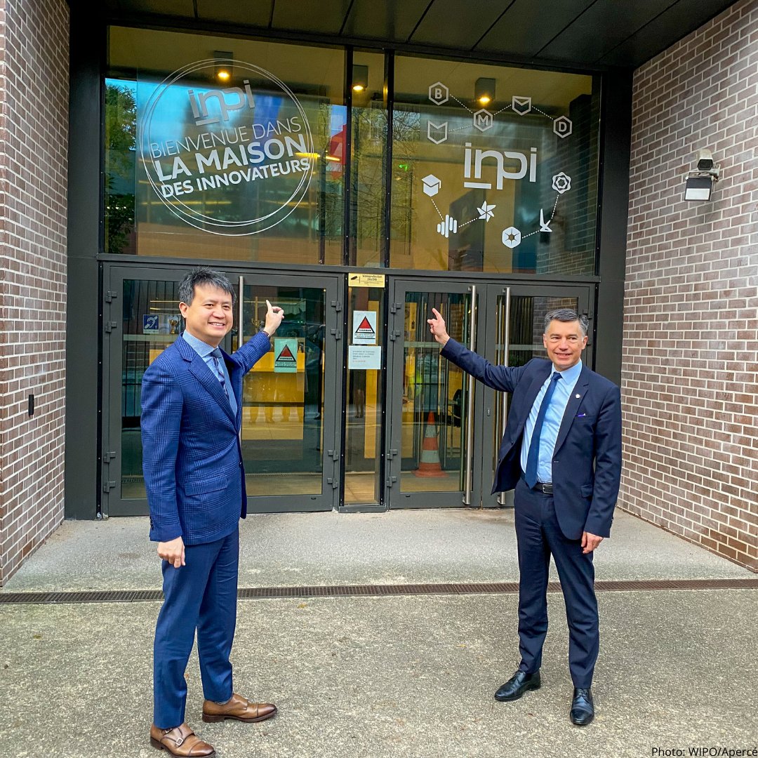 WIPO's tweet photo. "French innovation has a flair and flamboyance that combine what’s new with what’s beautiful. WIPO is happy to be at @INPIFrance to meet with stakeholders in the French innovation ecosystem to discuss the future of French and global innovation"

—WIPO Director General Daren Tang https://t.co/x81MELACBx