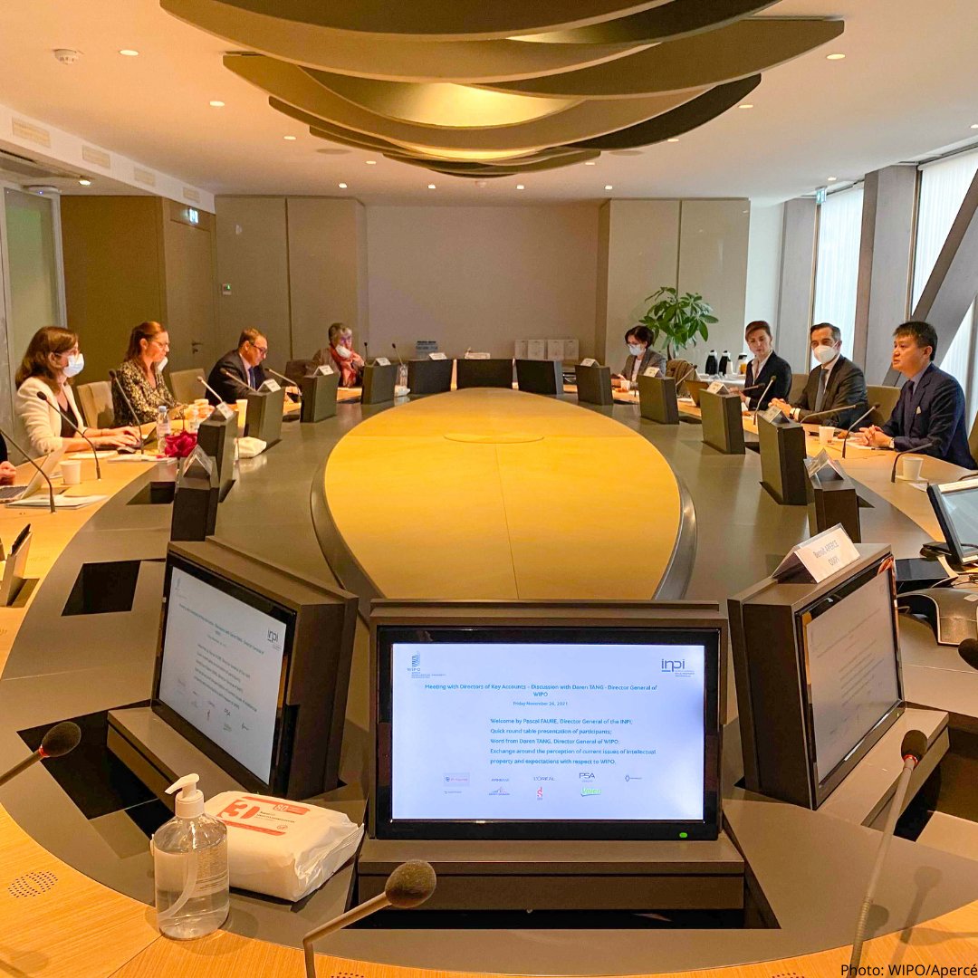 WIPO's tweet photo. "French innovation has a flair and flamboyance that combine what’s new with what’s beautiful. WIPO is happy to be at @INPIFrance to meet with stakeholders in the French innovation ecosystem to discuss the future of French and global innovation"

—WIPO Director General Daren Tang https://t.co/x81MELACBx