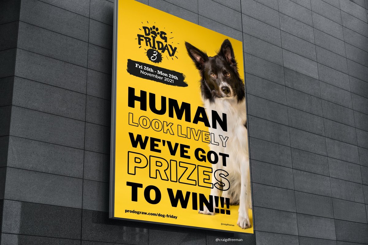 craigdfreeman's tweet photo. Human, look lively we've got prizes to win!!!
@OneMinuteBriefs of the Day: Create posters to celebrate #DogFriday & promote the #UltimuttMegaDraw with @ProDogRaw
https://t.co/Ed5OhXc7Nc https://t.co/BHXZBLkrFy