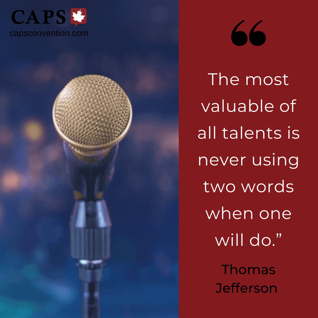 cdnspeakers's tweet photo. "The most valuable of all talents is never using two words when one will do.”
🎤 https://t.co/wf7tK76Y6E #speakertraining #presentationdevelopment #speechwriting #presenter #storytelling #persuasion #workshop #keynote #convention https://t.co/xFYFCgWFAQ