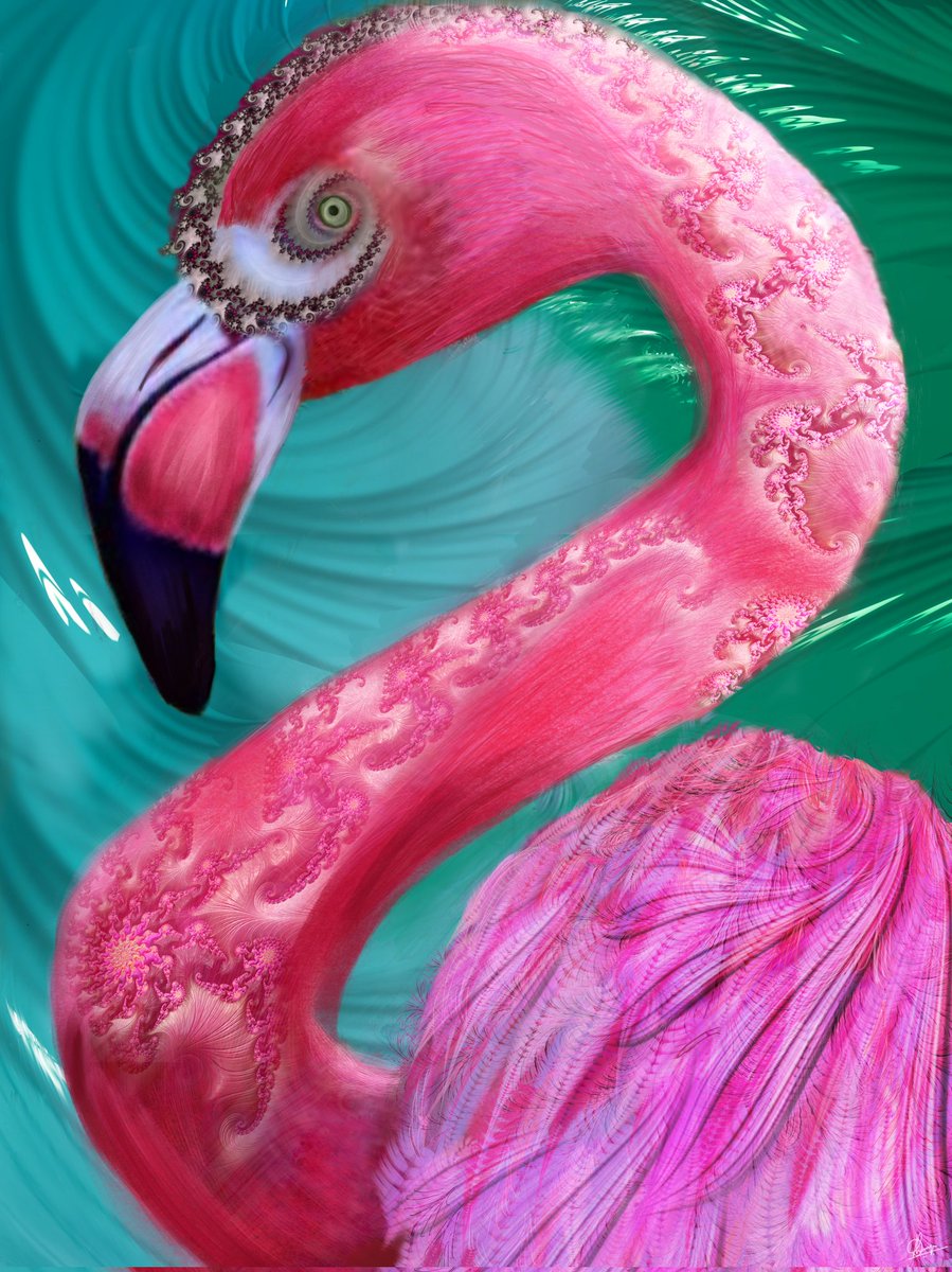 <a href="/Poseidon_SF/">Poseidon DAO</a> "Flamboyant Flamingo" fourth one in the generative art series  represents the dashing huge flamingo known for S shaped neck, curved beak and pink feathers and considered as the most social bird species of all. 0.25 $ETH
foundation.app/@DArt2021/~/82…