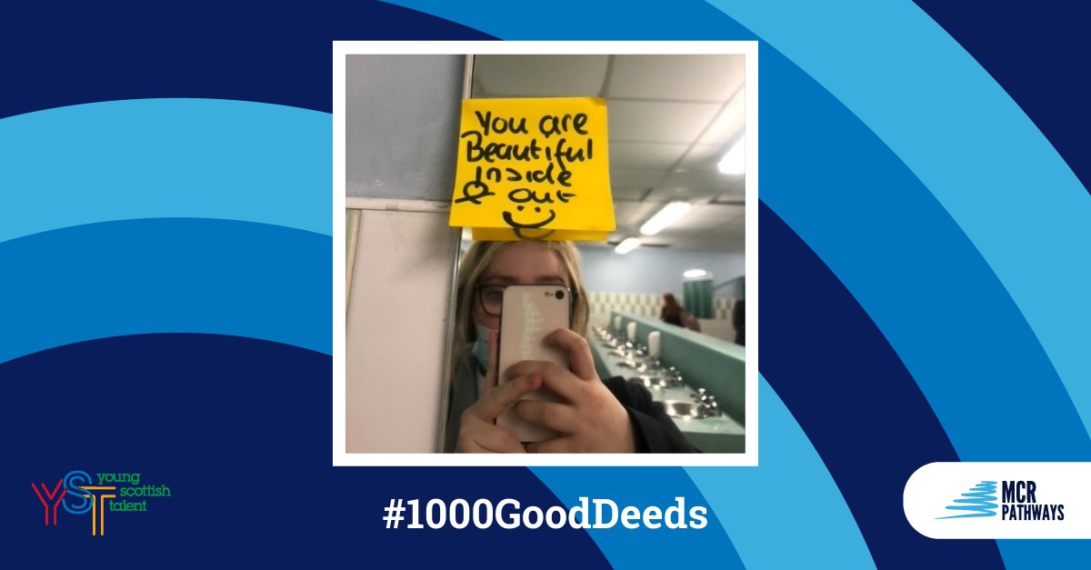 mcrpathways's tweet photo. Our mentoring community is making amazing progress in our #1000GoodDeeds Challenge! ✨
Last week, this kind young person at @HolyroodSec added a thoughtful sticky note to the mirror in their school to brighten someone's day! 🌞
👉 View our current total: https://t.co/Na4KMT2v3T https://t.co/aND9YPbTQE