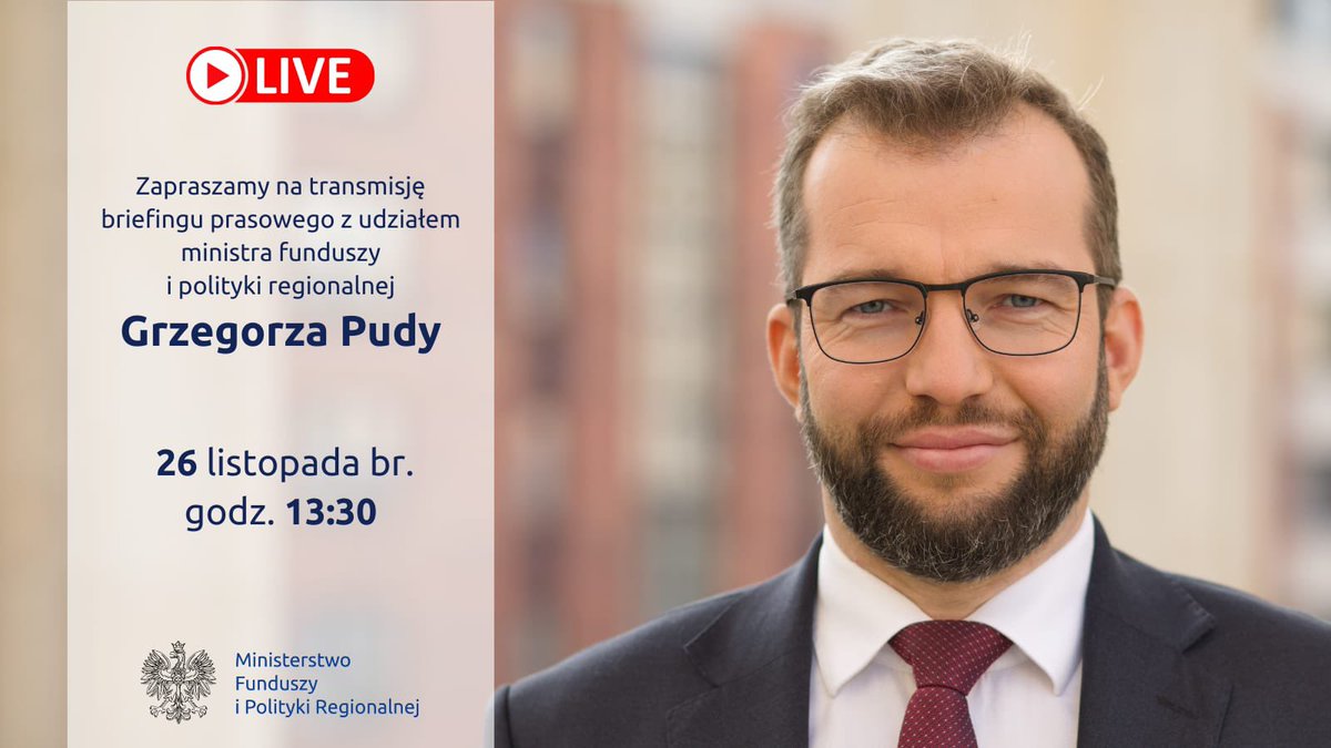 MFIPR_GOV_PL's tweet photo. 📌 O godz. 13.30 transmisja briefingu z #Gdynia z udziałem ministra @GrzegorzPuda dostępna na 👉🏻 https://t.co/Vx9kRX9jkV……
W briefingu wezmą udział minister @MI_GOV_PL @mhorala wojewoda @PUW_Gdansk Dariusz #Drelich. https://t.co/F6BMsGRaVm