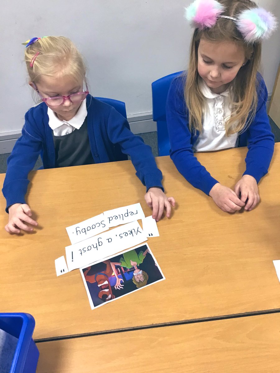 EPA_Y1_Y2's tweet photo. #EPAOctopus class sorting out jumbled sentences in their #EPAWriting lesson. We were concentrating on using our toolkit to make sure the speech in punctuated correctly.๐ https://t.co/E13wXfOjUj