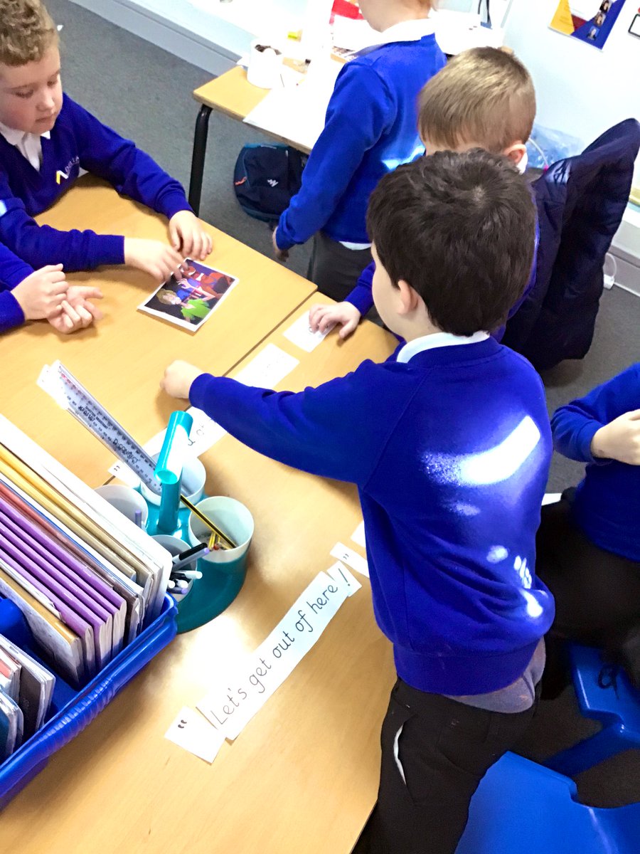EPA_Y1_Y2's tweet photo. #EPAOctopus class sorting out jumbled sentences in their #EPAWriting lesson. We were concentrating on using our toolkit to make sure the speech in punctuated correctly.๐ https://t.co/E13wXfOjUj