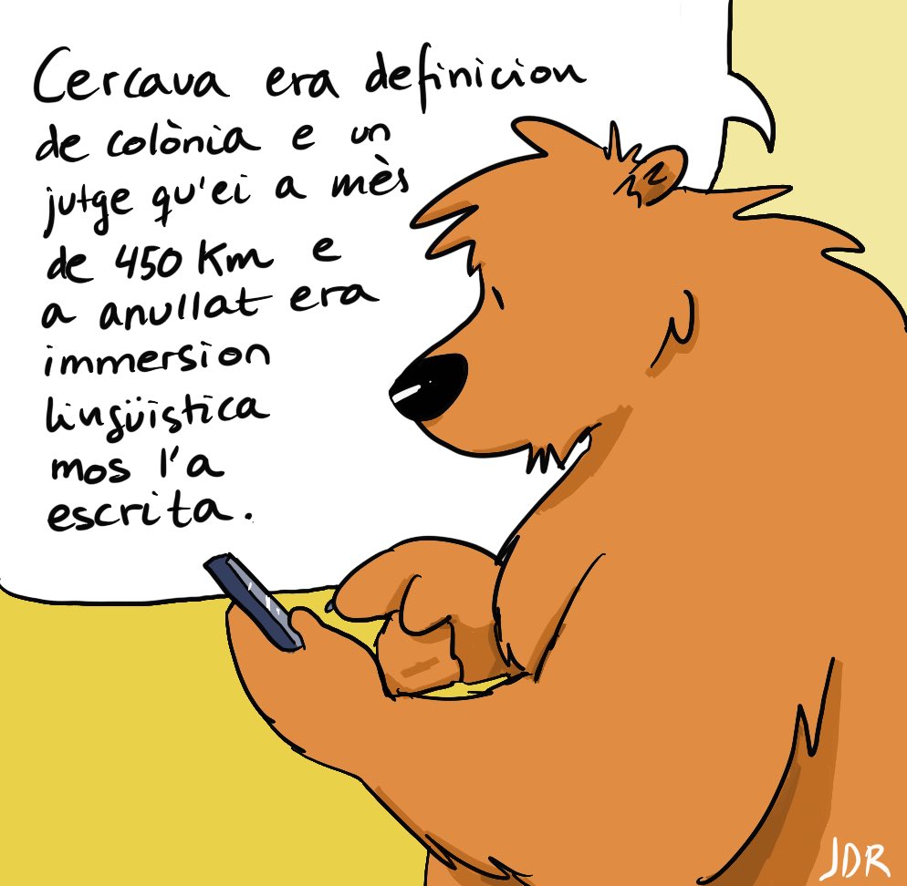 Cercaua era definicion de colònia e un jutge qu’ei a mès de 450 km e a anullat era immersion lingüistica mos l’a escrita.

#occitan #gascon #aranes #colonialism
