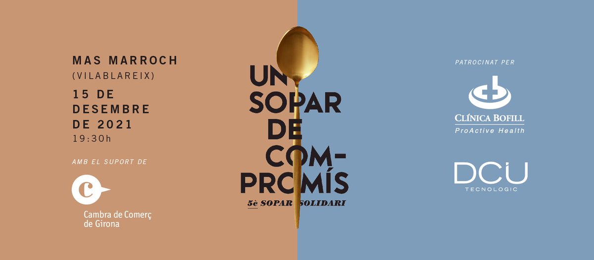 ACCIÓ SOLIDÀRIA | El #SoparCompromís ✨ és un acte dirigit a totes les empreses, socis, donants i persones compromeses amb <a href="/caritasgirona/">Càritas Diocesana de Girona</a>. En aquesta ocasió comptem amb la <a href="/clinicabofill/">ClínicaBofill</a> i DCU Tecnologic com a patrocinadors principals 😊👏

🍽️ Reserves: caritasgirona.cat/ca/3876/reserv…