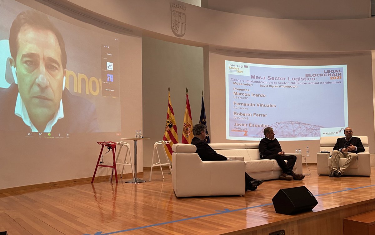 Última Mesa de Debate

👉Sector Logístico: Casos e implantación en el sector. Situación actual y tendencias

Con la participación de @myecustoms
<a href="/acfinnove/">ACF Innove</a> <a href="/aralegis/">Aralegis</a> y #Capillar 

Con nuestro compañero <a href="/DavidCipres/">David Cipres</a> como moderador

<a href="/BlockchainZGZ/">Asociación Blockchain Zaragoza</a> @ITAINNOVA 

Proyecto <a href="/Block4C/">Block4Coop</a>