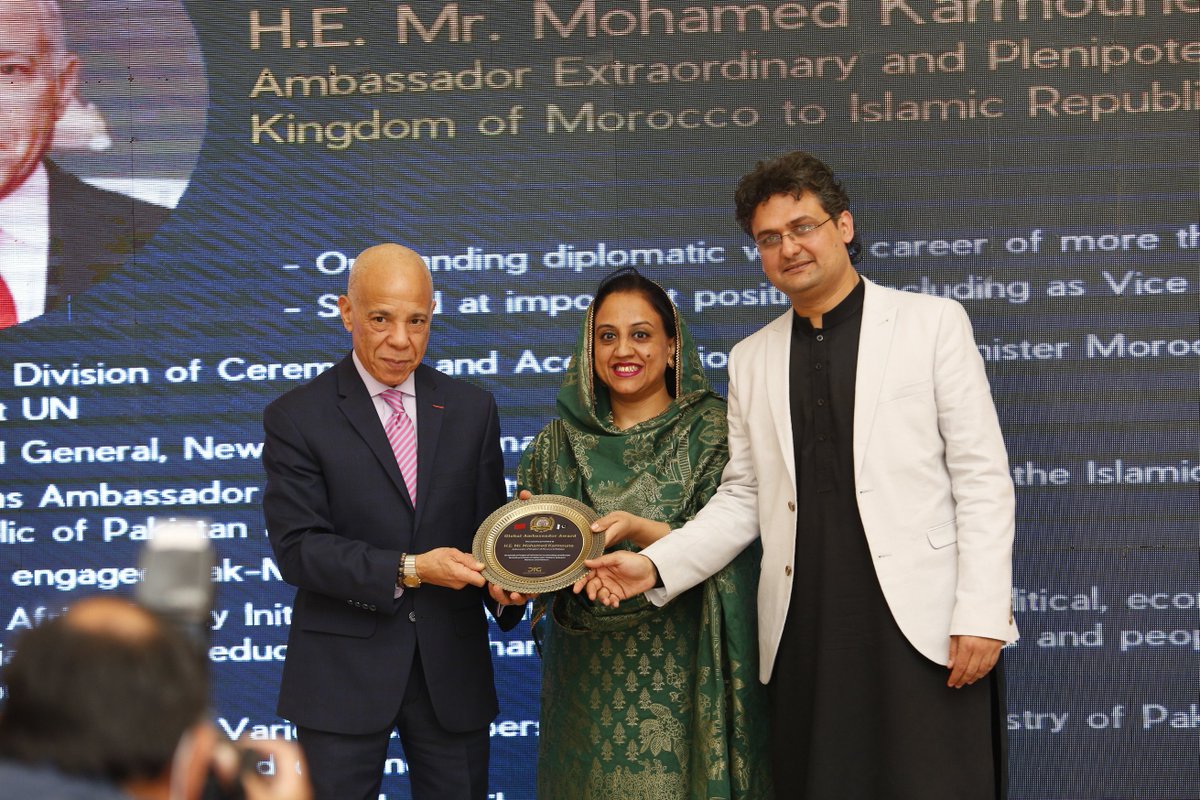 DiplomaticIns's tweet photo. #Congratulations to H.E Mohamed Karmoune #Ambassador of #Morocco to Pakistan for receiving #GlobalAmbassadorAward organized by  
@DiplomaticIns @DiplomaticIn_Gr
 #publicdiplomacy #globalambassadorawards
@Marocdiplo_EN 
@FMPublicDiploPK @SMQureshiPTI @ForeignOfficePk @PakinMorocco https://t.co/C4QKrkzUbY