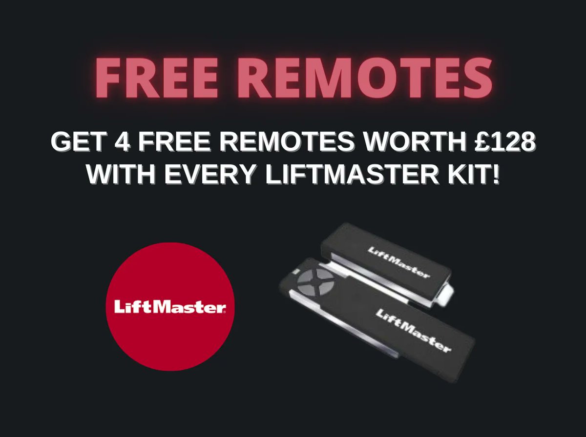 BLACK FRIDAY DEALS! Get 4 free remotes worth £128 with every Liftmaster kit! Call us to redeem offer: 01282 677300. *Prices excluding VAT* #BlackFriday