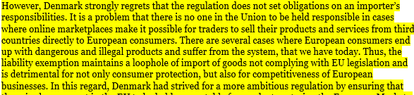 Stor ros til <a href="/simonkollerup/">Simon Kollerup</a> som går forrest i <a href="/EUCouncil/">EU Council</a>. Tak for klar og tydelig tale om problemet. Vi kan ikke acceptere manglende ansvar over for produktsikkerhed, som kan medføre skader på mennesker. Ja til lige konkurrence. Bravo <a href="/Erhvervs_min/">Erhvervsministeriet</a> #dkpol data.consilium.europa.eu/doc/document/S…