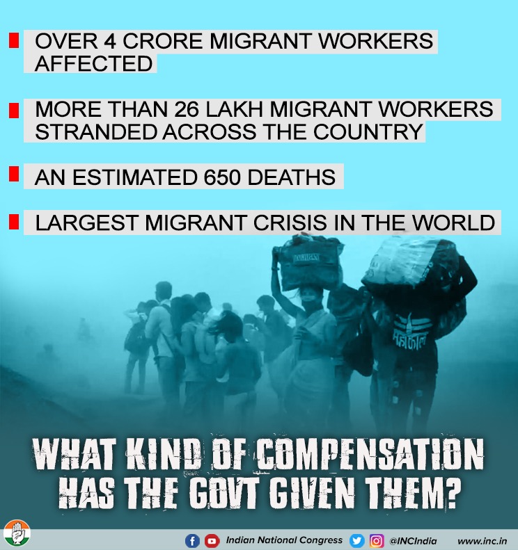 INCMizoram's tweet photo. What was the result of the Modi govt's unplanned lockdown? The worst migrant crisis in Indian history since the Partition of 1947. 
#4LakhDenaHoga https://t.co/U8lWNNVGBt