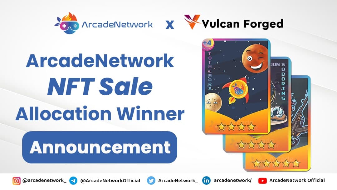 ArcadeNetwork_'s tweet photo. Hello 👋🏻 ArcadeNetwork Fam, 

As promised, ArcadeNetwork brings you the VulcanForged NFT Public Sale Allocation. Share your details and claim your allocation! 

🤔 How to share the details for claiming? 

#NFT #NFTcommunity #IDO #Vulcan #nftcollection #gaming #IDO https://t.co/ucITgpfR5u