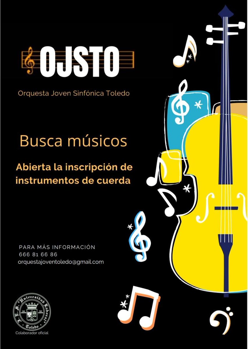 La Orquesta Joven  Sinfónica de Toledo 🎶🎶🎵🎵💙💙sigue adelante. Si quieres participar necesita músicos como tú.  Recuerda que ensayan los domingos por la mañana en nuestro centro, <a href="/ulaboral/">UNIVERSIDAD LABORAL</a> 💚🌿💚🌿🎻🎷🎵