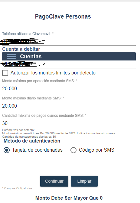 LeonelLovaton's tweet photo. @BcodeVenezuela Buenos dias, estoy intentando modificar el limite de mi pago movil pero me indica que el Monto debe ser mayor que 0 https://t.co/vSDVLEbEbE