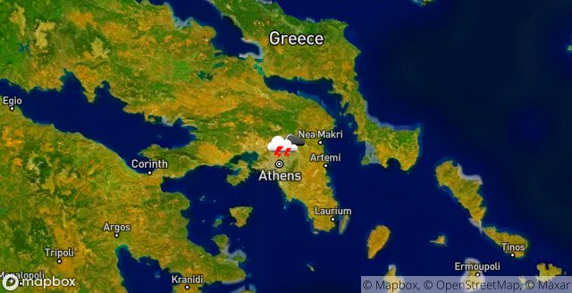 XWReport's tweet image. Hazardous Weather in #Irakleio
THUNDERSTORM WITH HEAVY RAIN
Temp: 15℃
Wind: 1.6 km/h WSW(⇗)
Humidity: 90 %
Time: 14:37:09
