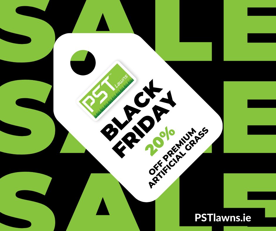 PSTlawns's tweet photo. Our BLACK FRIDAY SALE continues!

GET 20% OFF** our bestselling artificial grass products. 

Hurry, SALE ends Tuesday November 30th!

Call Úna or Ruairí today to order your FREE sample pack:

📞 LoCall: 0818 917 006 
📞 (066) 401 8018
📧 hello@PSTlawns.ie

https://t.co/aU1WYIgksa https://t.co/ctB3x9DNQK