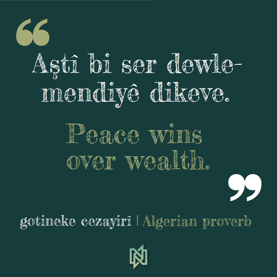 NasName21's tweet photo. World Proverbs 3

#gotin #proverbs #ziman #language #dialect #devok #kurdî #kurdish #zimanêkurdî #zimanêdayikê #kurdisch #kurmancî #kurmanji #learnkurdish #dictionary #ferheng #kurdischlernen #kurdologist #kurdology #nasname2020 #polyglot #amed #qamişlo #mêrdîn #languagematters https://t.co/jakDH5fRKA