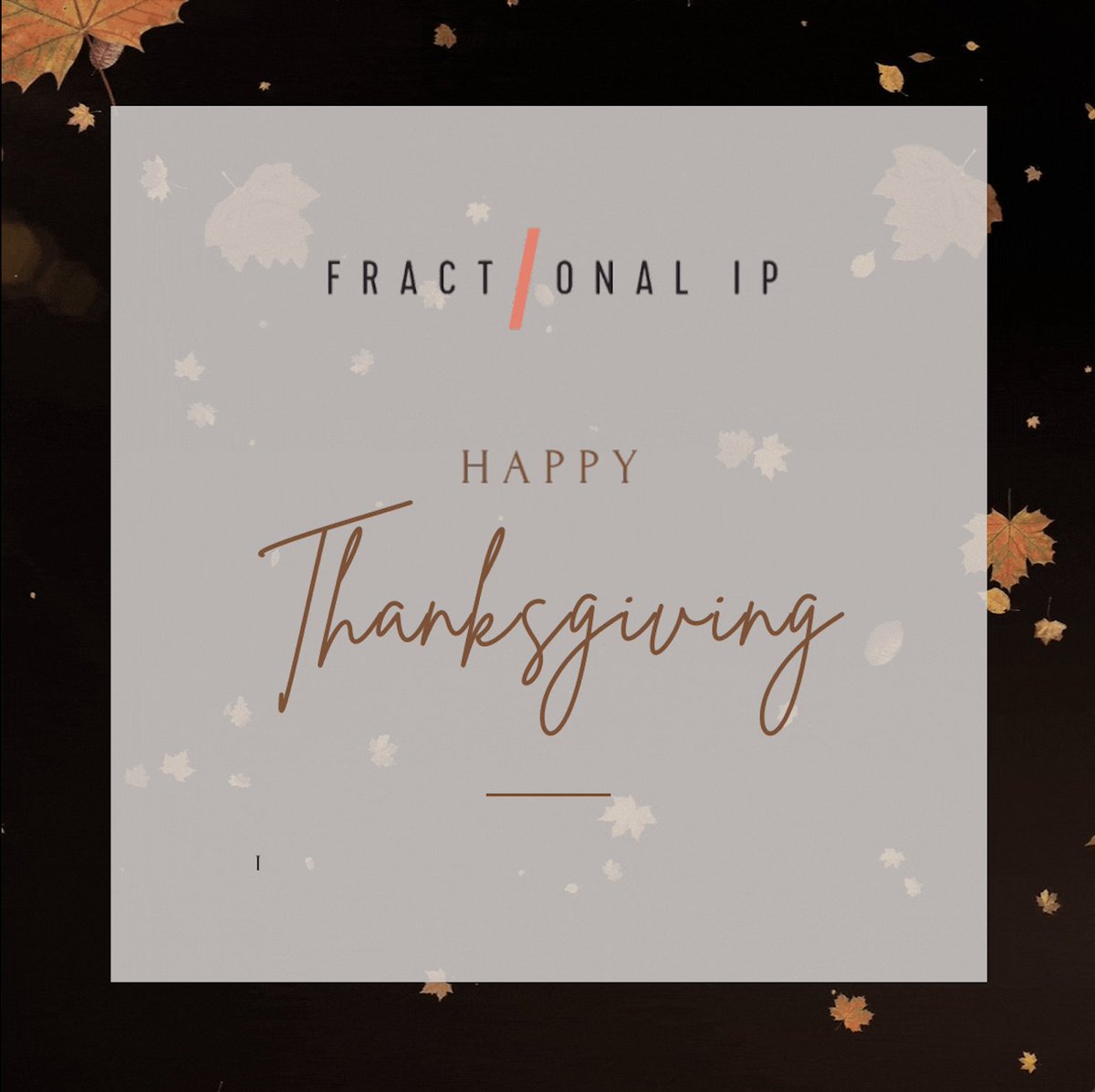 FractionalIp's tweet photo. Gratitude 🙏
Happy Thanksgiving to all of our American clients and everyone giving thanks at this moment. https://t.co/6uPo5n7Qa7