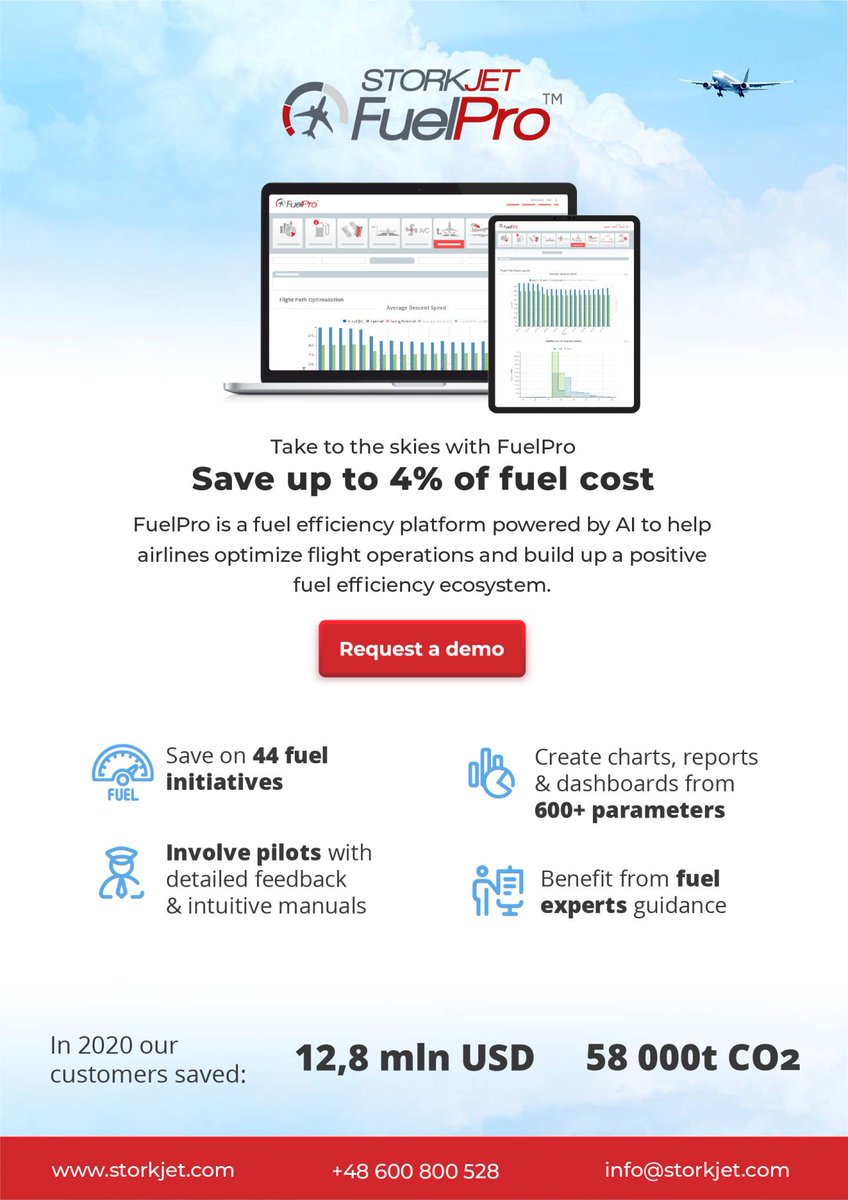 👉Do you want huge fuel savings and like to engage your pilots to fly more efficiently?🌱

If yes, then you should discover the most precise fuel efficiency software - FuelPro!⛽️

Want to know more? Contact our VP Piotr Niedziela, who will show how to save money with FuelPro!