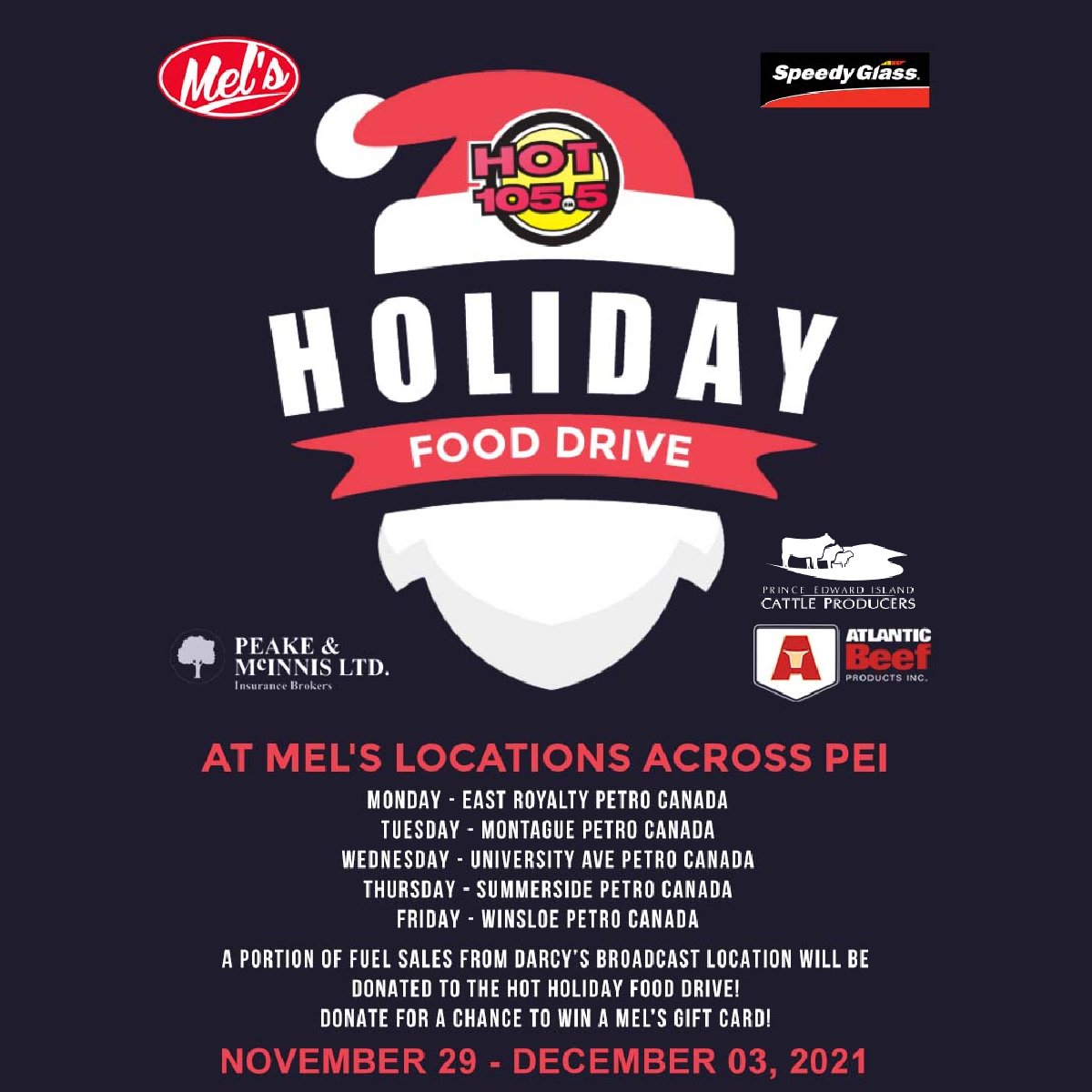 Absolutely CAN NOT wait to see everyone next week during our Hot Holiday Food Drive!  

Special thanks to our AMAZING sponsors:
Mel's
Peake &amp; McInnis
Atlantic Beef Products
Prince Edward Island Cattle Producers
Speedy Glass