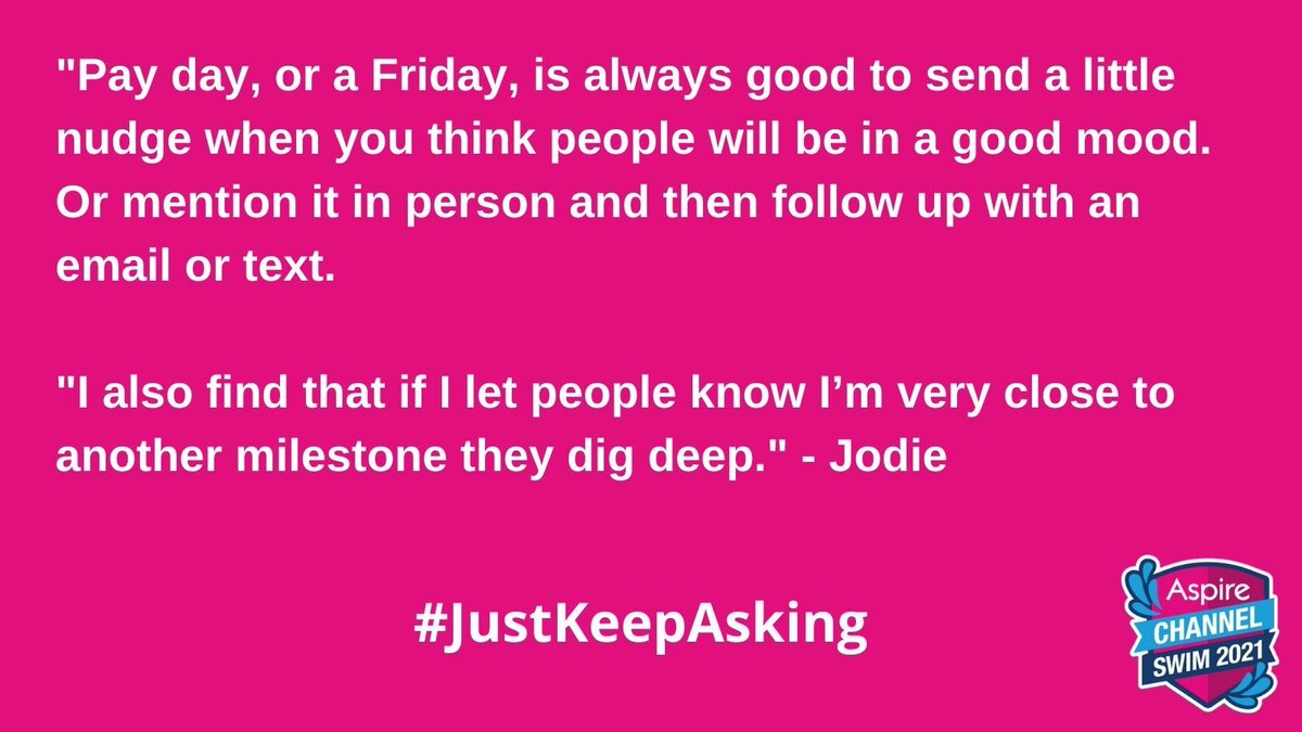 AspChannelSwim's tweet image. A great fundraising tip for today!  #JustKeepAsking #FundraisingFriday