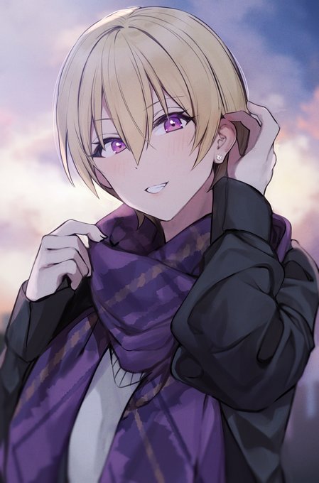 「blonde hair purple scarf」 illustration images(Latest)