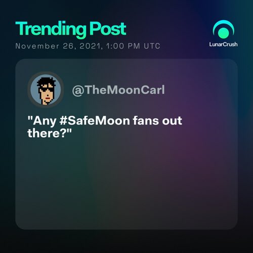 Trending on #LunarCrush:

"Any #SafeMoon fans out there?" via <a href="/TheMoonCarl/">Carl Moon 🌙</a>

Top coin mentions
$safemoon

lnr.app/s/gb67Oa #LunarShare