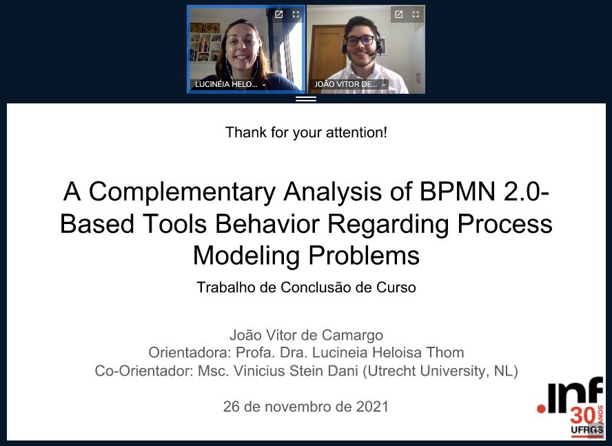 lucineiahthom's tweet photo. Great diploma work and final presentation of my student João Vitor de Camargo. #bpm #designquality #bpmn #tools #designproblens https://t.co/8WdMveE7kH