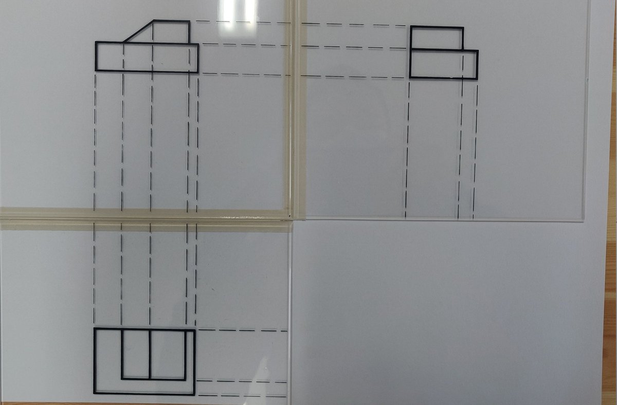 trevormca's tweet photo. Great start to introducing #OrthographicProjection using 3d printed and other models to help with visualisation and understanding of the topic! @GoatstownE #Graphics https://t.co/JLQuWtnFMr