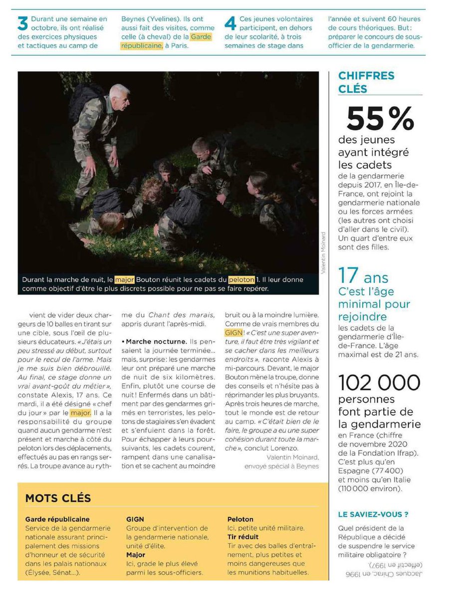 [On parle de nous !] <a href="/lactu/">Le Petit Quotidien, Mon Quotidien, L'ACTU</a> a passé une journée aux côtés des #CadetsdelaGendarmerieIDF durant leur stage d'automne au camps militaire de Beynes, merci à <a href="/ValentinMoinard/">Valentin Moinard</a> pour ce super article fidèle à la réalité.
CC <a href="/Gendarmerie/">Gendarmerie nationale</a> <a href="/anorgend/">ANORGEND - les réservistes de la gendarmerie 🇨🇵</a> <a href="/iledefrance/">Région Île-de-France</a> <a href="/Gendarmerie_078/">Gendarmerie des Yvelines</a>