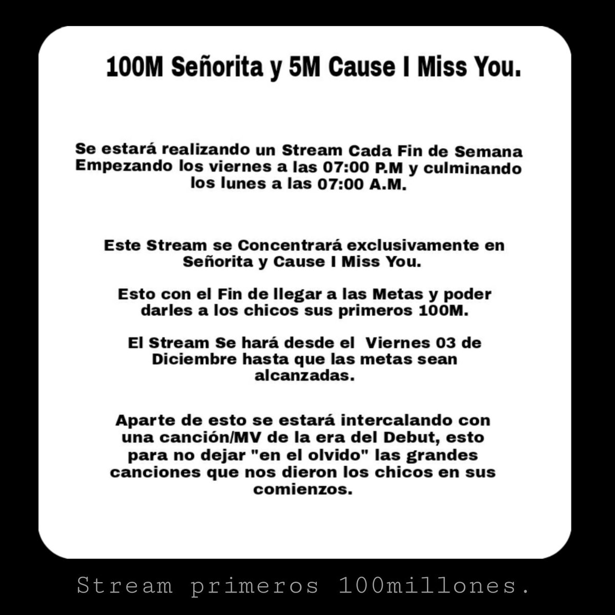 NoticiasVAV's tweet photo. ๐ Primeros 100M VAV.
Les traemos este proyecto que tiene como Objetivo Darle a los chicos los primeros 100M con Seรฑorita y tambiรฉn llevar a Cause I Miss a sus 5M.
En las imรกgenes encontrarรกn la informaciรณn.
#Stream_VAV #VAV #๋ธ์ด์์ด๋ธ์ด @twt_VAV @NoticiasVAV https://t.co/Ne4QSoZgAt