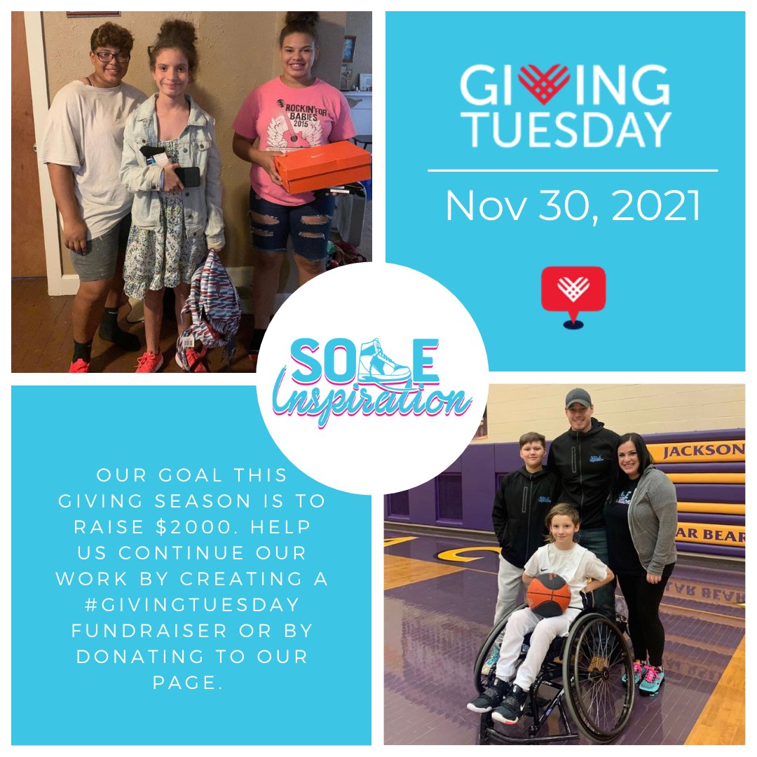 SoleInspir_Ohio's tweet photo. Five more days until #GIVINGTUESDAY! Our goal this giving season is to raise $2000. Help us continue our work by creating a #GivingTuesday Fundraiser or by donating to our Page. Facebook is matching up to $8 million in donations made through Facebookon November 30th. https://t.co/SUWrMyiHDr