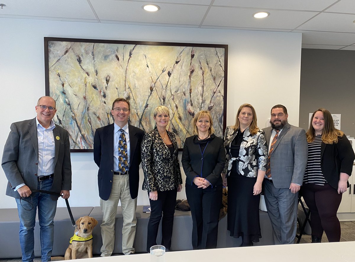 prezhfxchamber's tweet photo. Great meeting with @vassmari Ambassador from Hungary to Canada and @HfxPartnership this morning to learn more about Hungary and present information on Halifax. Joined by Jet @CNIB #cnibguidedogs puppy in training. @halifaxchamber https://t.co/ZmIzGQmHJK